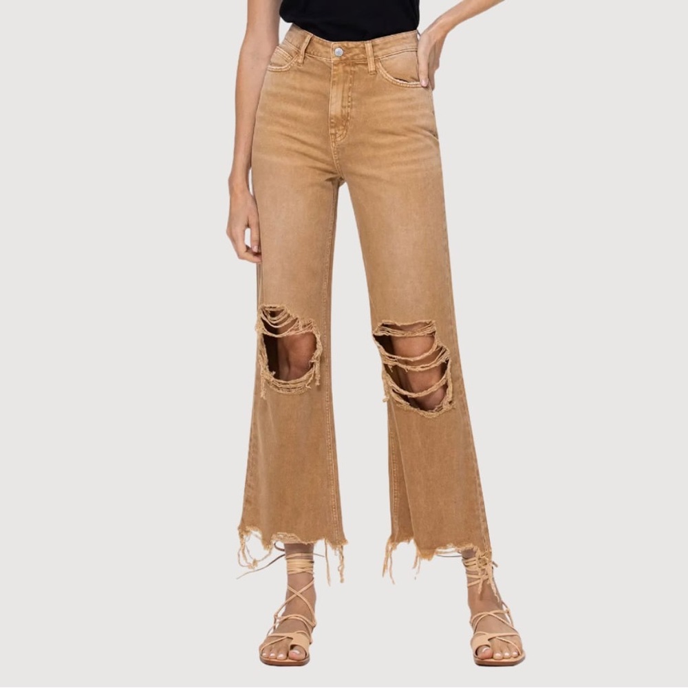 Women's Tan 90s Distressed Jeans